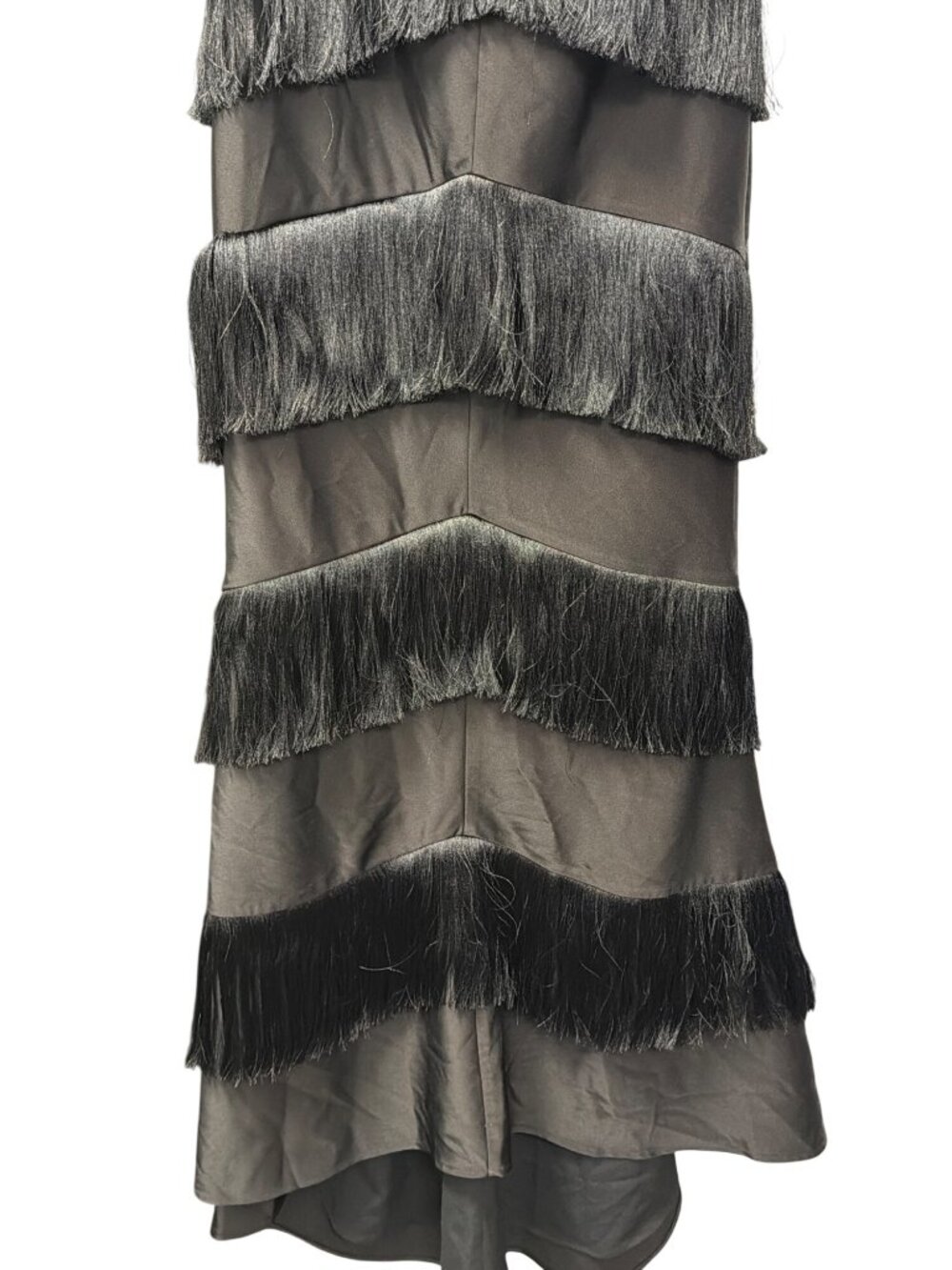 New House Of Harlow 1960 Black Strapless Fringe Maxi Dress Womens Sz Small - Picture 6 of 8